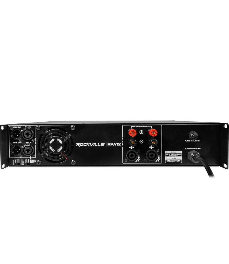Rockville (2) SBG1158 15" Pro DJ PA Subwoofers+5000w 2-Channel Amplifier+Cables