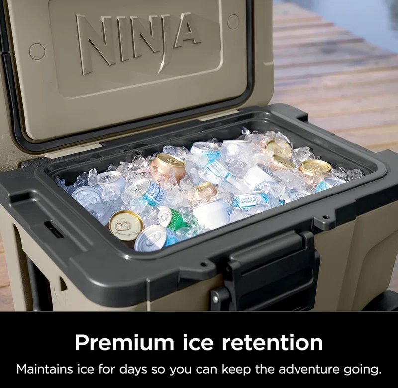 Ninja Cooler FrostVault 45QT Cooler with Wheels Insulated with Temp Dry Storage Drawer Keeps Ice Cold for Days - Birch Biege (FB245BL)