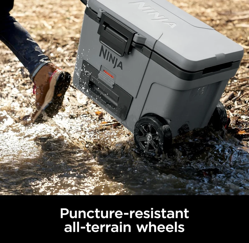 Ninja Cooler FrostVault 45QT Cooler with Wheels Insulated with Temp Dry Storage Drawer Keeps Ice Cold for Days - State Gray (FB245BL)