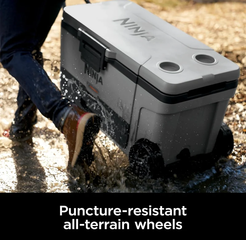 Ninja Cooler FrostVault 65QT Cooler with Wheels Insulated with Temp Dry Storage Drawer Keeps Ice Cold for Days - Slate Gray (FB265GY)