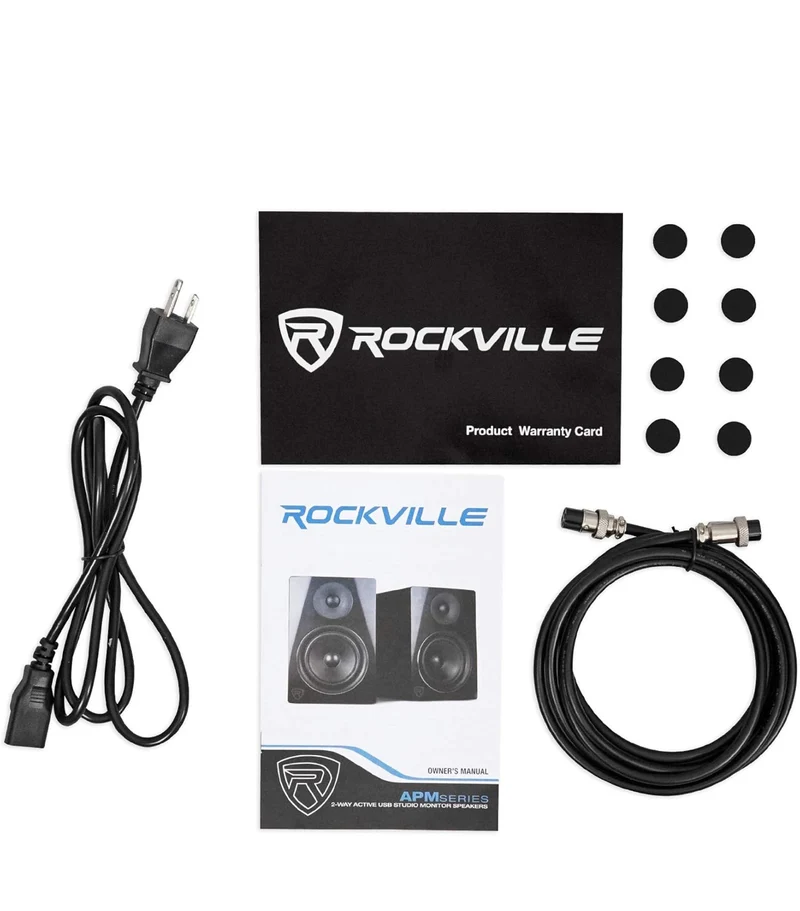 Rockville APM8B 8" 2-Way 500W Active/Powered USB Studio Monitor Speakers Pair