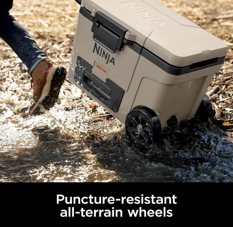 Ninja Cooler FrostVault 65QT Cooler with Wheels Insulated with Temp Dry Storage Drawer Keeps Ice Cold for Days - Birch Beige (FB265GY)