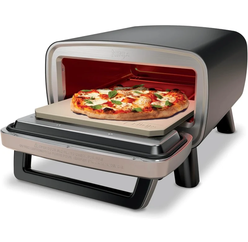 Ninja Artisan Outdoor Pizza Oven, 12-inch, 3-minute Pizza, Neapolitan, Thin Crust, New York Chicago, Custom, 700F Max Temperature, Electric Heat, Bake, Broil, Proof, Warm( MO201)