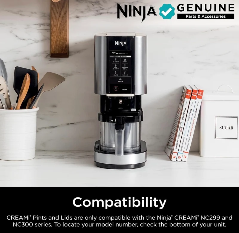 Ninja CREAMi Pints 2 Pack, Compatible with NC299AMZ & NC300s Series CREAMi Ice Cream Makers, Genuine Ninja Pint, BPA-Free & Dishwasher Safe, Color Lids, 1 Pint Each, Clear/Lime/Aqua, XSKPLID2CD
