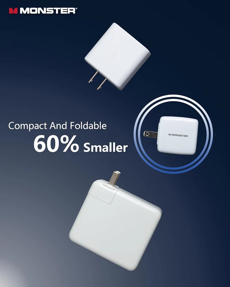 Monster USB C Charger, 25W Super Fast Charger with USB C Cable, Wall Charger with Foldable Plug for iPhone 15/15 Plus/15 Pro/15 Pro Max, Samsung Galaxy, iPad Pro, Pixel