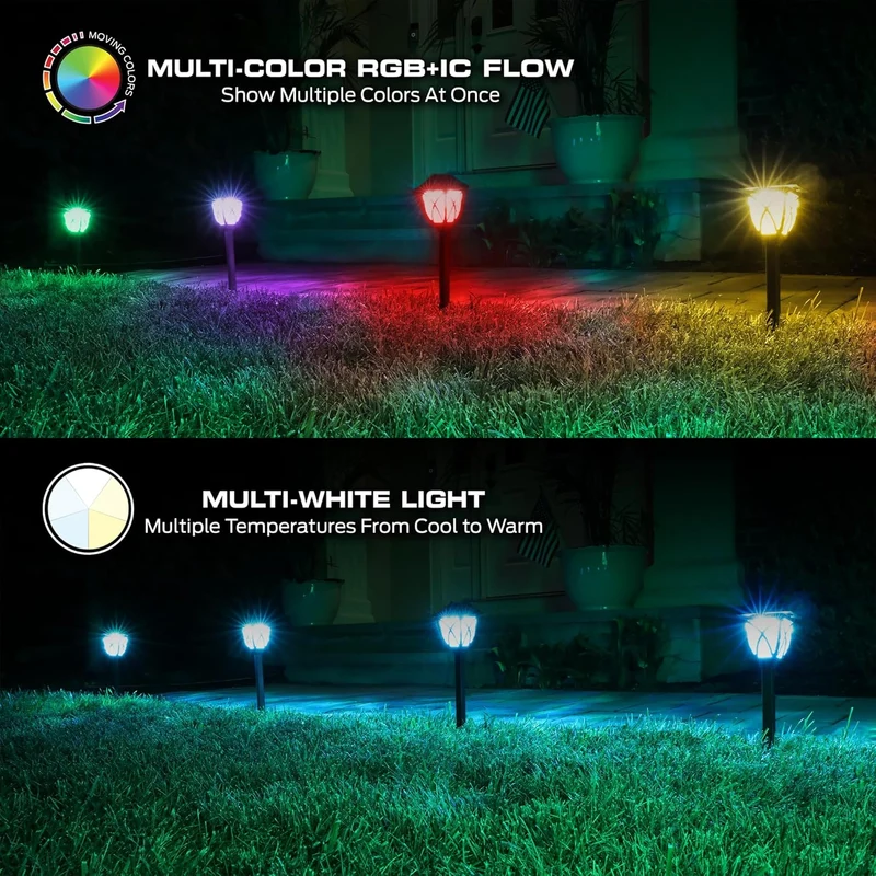 Monster Smart RGB+IC+WW Pathway LED Lights, 4 Individually Controlled Dimmable LEDs, Sound Reactive, IP44 Water & Weather Resistant, Compatible with Alexa, Siri, Google Home, Monster App, Razer Chroma