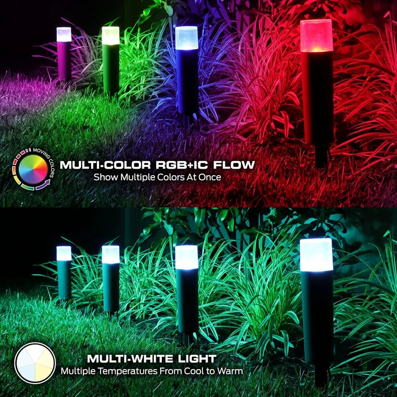 Monster Smart RGB+IC+WW Pathway LED Lights, 4 Individually Controlled Dimmable LEDs, Sound Reactive, IP44 Water & Weather Resistant, Compatible with Alexa, Siri, Google Home, Monster App, Razer Chroma