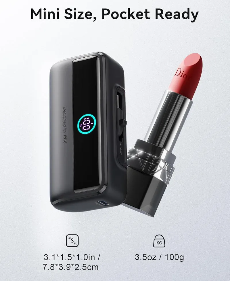 INIU Small Portable Charger, 5500mAh Power Bank with Build-in USB-C Connector