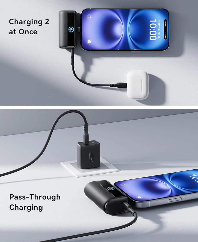 INIU Small Portable Charger, 5500mAh Power Bank with Build-in USB-C Connector