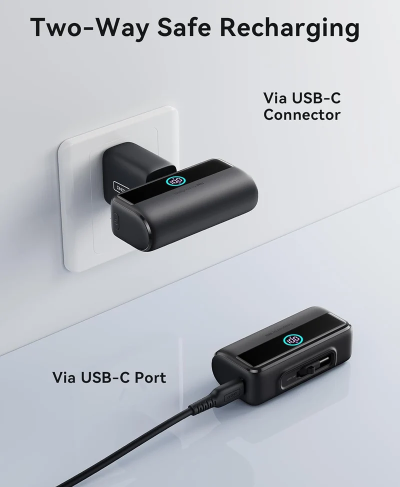 INIU Mini Portable Charger, 5500mAh Power Bank with Build-in USB-C Connector, 22.5W PD Fast Charging USB C in&Out Battery Pack, External Phone Charger for iPhone 16/15, Samsung S23 S22, Google etc