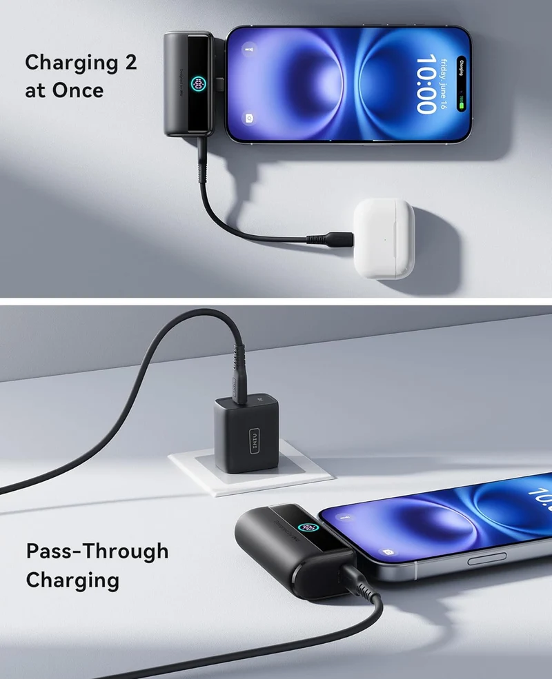 INIU Mini Portable Charger, 5500mAh Power Bank with Build-in USB-C Connector, 22.5W PD Fast Charging USB C in&Out Battery Pack, External Phone Charger for iPhone 16/15, Samsung S23 S22, Google etc