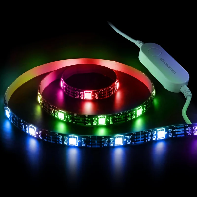 LED Strip Short Wi-Fi Multi-Color LED Light Strip Monster 6.5Ft, Smart App, Customizable Settings, Any Space, Voice-Control, Alexa, Google Assistant, Easy Installation