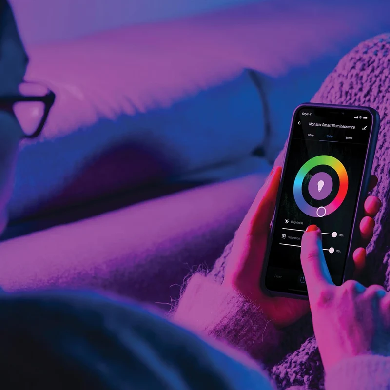 Monster 16.4ft Smart Music Sync and Multi-Color Color Flow LED Light Strip with Fun Modes, Indoor Use, Xtreme Easy Use