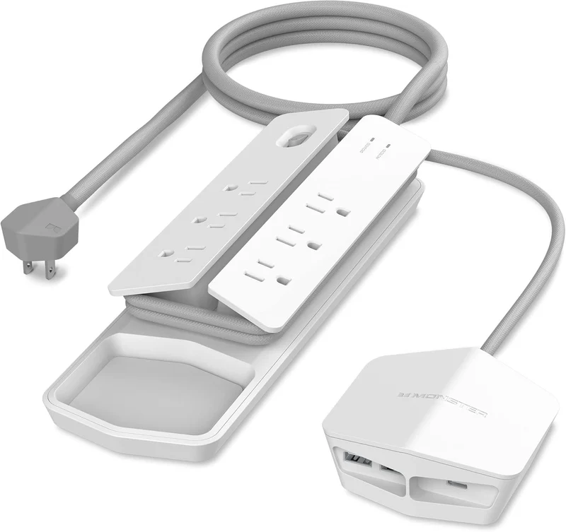 Power Center Vertex Surge Protector With Detachable Power Strip - 6 AC Outlets, 2 USB-A Ports & 1 USB-C Port