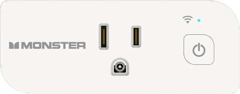 Monster Smart Power Outlet WiFi Control for Indoor Use with Monster App - Voice Control with Amazon Alexa and Google Assistant - 1 Outlet White