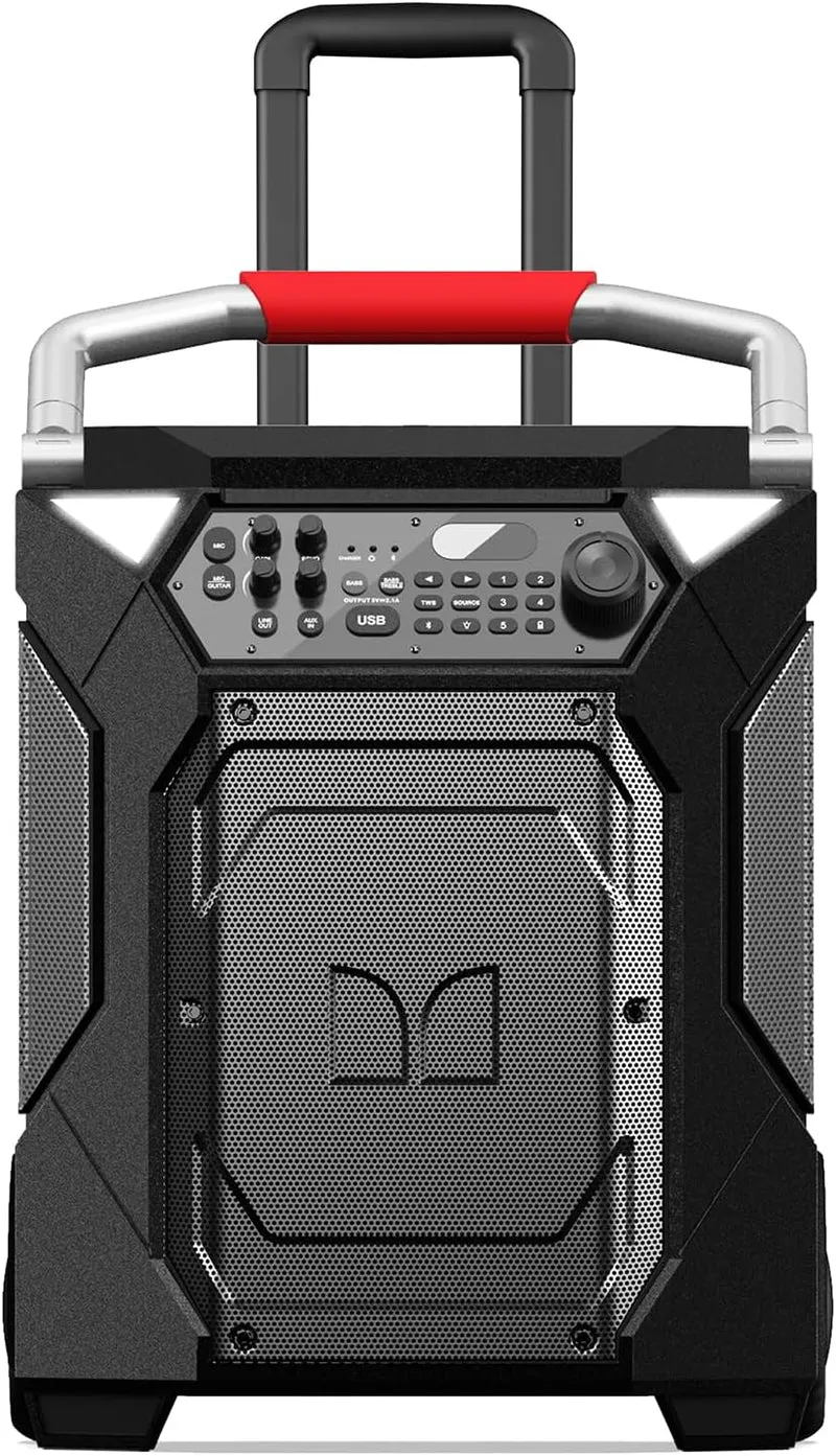 Monster Rockin’ Roller 360 Indoor/Outdoor Portable Bluetooth Speaker | Up to 240W of 360 Degree Sound & Up to 100 Hours of Playtime | Includes Microphone