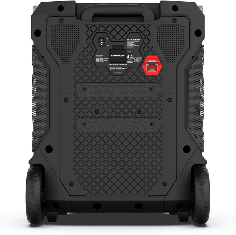 Monster Rockin’ Roller 360 Indoor/Outdoor Portable Bluetooth Speaker | Up to 240W of 360 Degree Sound & Up to 100 Hours of Playtime | Includes Microphone
