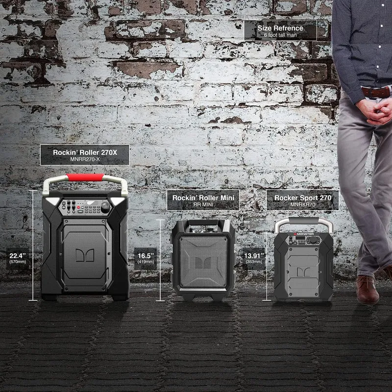 Monster Rocker 270 Sport | Portable Indoor/Outdoor Wireless Speaker, 60 Watts, Up to 24 Hours Playtime, IPX4 Water Resistant, Connect to Another TWS Speaker