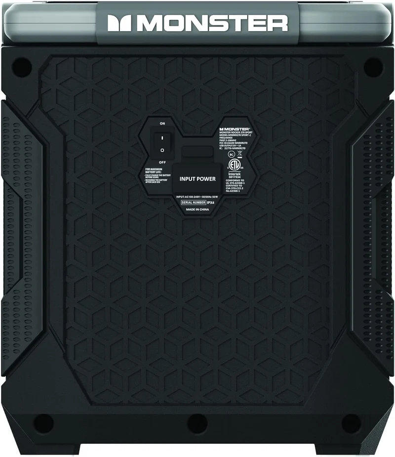 Monster Rocker 270 Sport | Portable Indoor/Outdoor Wireless Speaker, 60 Watts, Up to 24 Hours Playtime, IPX4 Water Resistant, Connect to Another TWS Speaker