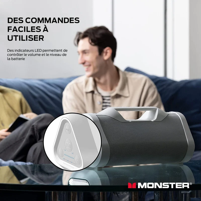 Monster Blaster 3.0 Portable Speaker, 120W Wireless Bluetooth Speaker, IPX5 Rechargeable Waterproof Bluetooth Speaker with USB Charge Out & Aux Input
