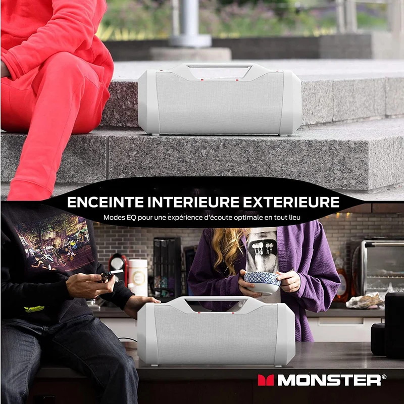 Monster Blaster 3.0 Portable Speaker, 120W Wireless Bluetooth Speaker, IPX5 Rechargeable Waterproof Bluetooth Speaker with USB Charge Out & Aux Input