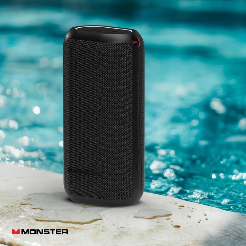 Monster DNA Max Portable Bluetooth Speaker, Loud Portable Speaker with 360 Bass Sound and 10W Qi Certified Wireless Charging Pad, IP67 Waterproof- for Travel, Indoor and Outdoor Use