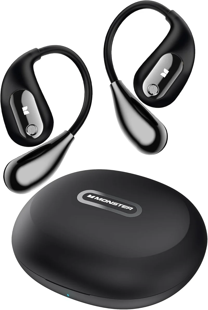 Monster Open Ear Headphones, Bluetooth 5.4 Earphones Wireless - Touch Control, IPX6 Waterproof Open Ear Earbuds (Black)
