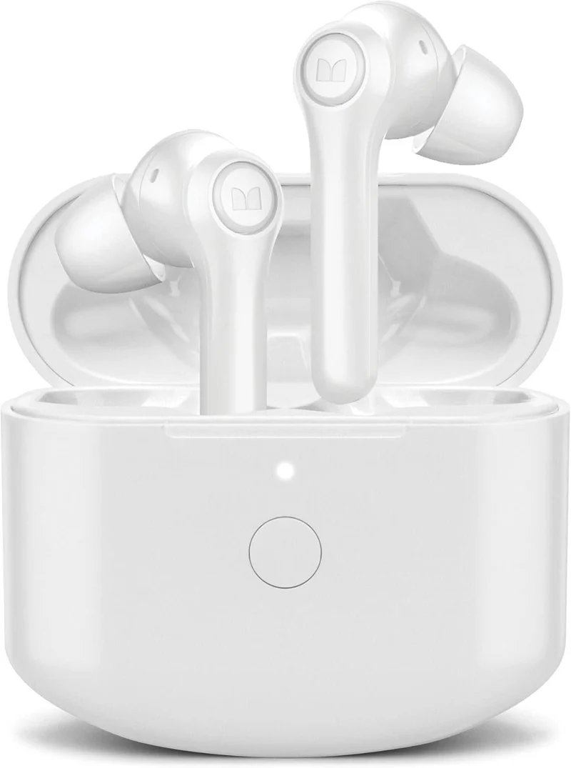 Monster Verse True Wireless Earbuds with Charging Case, Bluetooth 5.0 in-Ear Stereo Headphones, Built-in Mic for Clear Calls, USB-C Quick Charge (White)