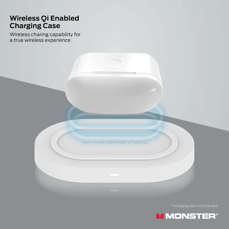 Monster Verse True Wireless Earbuds with Charging Case, Bluetooth 5.0 in-Ear Stereo Headphones, Built-in Mic for Clear Calls, USB-C Quick Charge (White)
