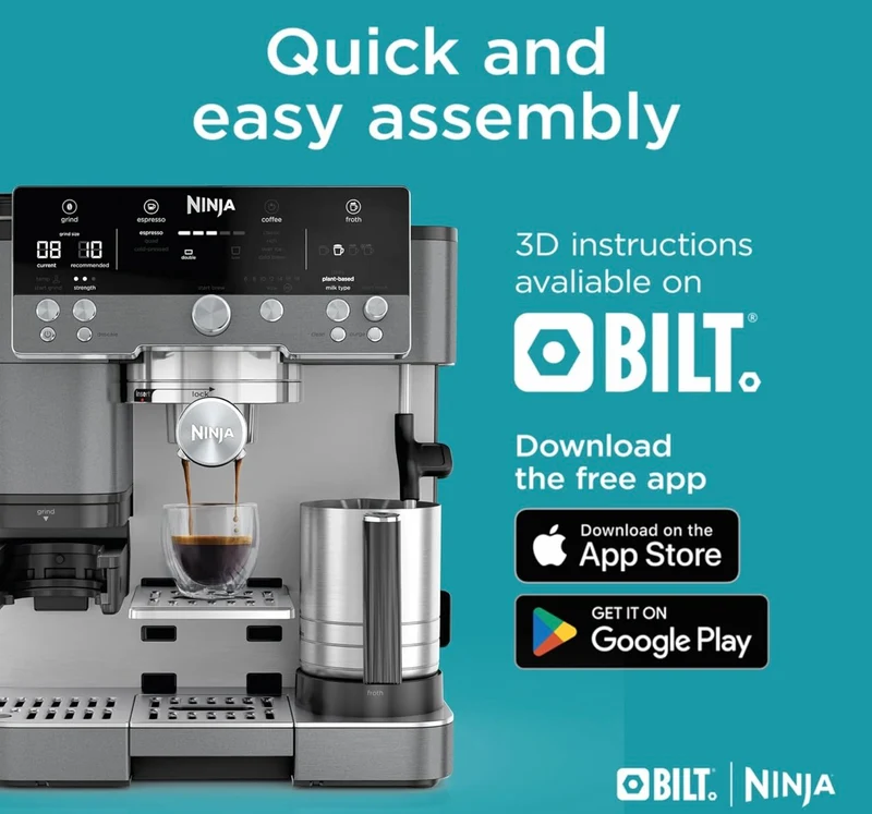 Ninja Luxe Cafe Premier Series, Espresso Machine, Drip Coffee, Rapid Cold Brew, Integrated Grinder, Hands-Free Frother
