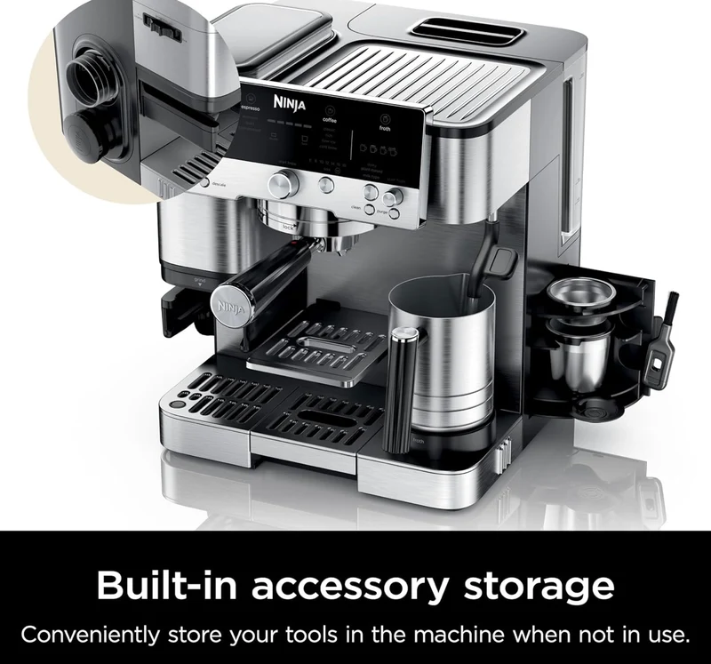 Ninja Espresso Machine, Luxe Café Premier Series, Drip Coffee Maker and Rapid Cold Brew for Cappuccinos and Lattes, Dairy or Non-Dairy (ES601)