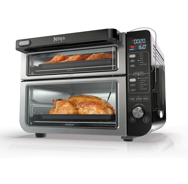 Ninja DCT451 12-in-1 Smart Double Oven with FlexDoor, Thermometer, FlavorSeal, Smart Finish, Rapid Top Convection and Air Fry Bottom - Stainless Steel