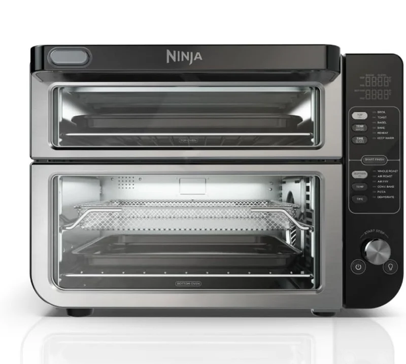 Ninja DCT401 12-in-1 Double Oven with FlexDoor, Flavor Seal & Smart Finish, Rapid Top Convection and Air Fry Bottom - Stainless Steel
