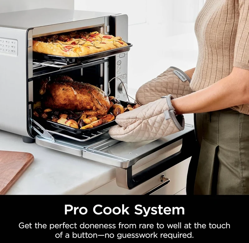 Ninja Countertop Oven Double Stack XL & Air Fryer with Pro Cook System, 12-in-1, Flexdoor, FlavorSeal, SMART FINISH with DualZone Technology, Air Fryer, Bake, Broil, Reheat, Stainless Steel, DCT651