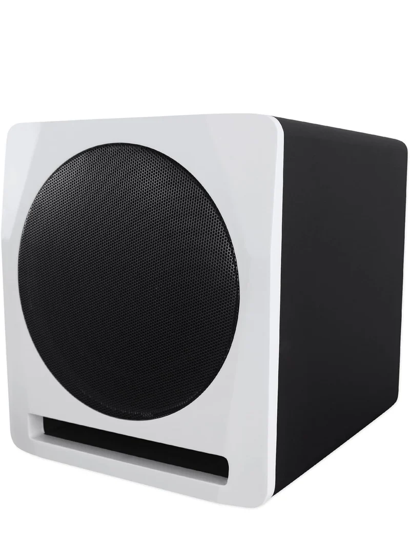 Rockville APM10W Active Studio Subwoofer in White, 10", 400W, MDF Wood, RCA/XLR/Optical, Front-Firing Port