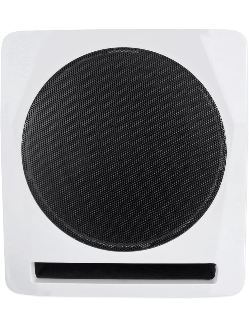 Rockville APM10W Active Studio Subwoofer in White, 10", 400W, MDF Wood, RCA/XLR/Optical, Front-Firing Port