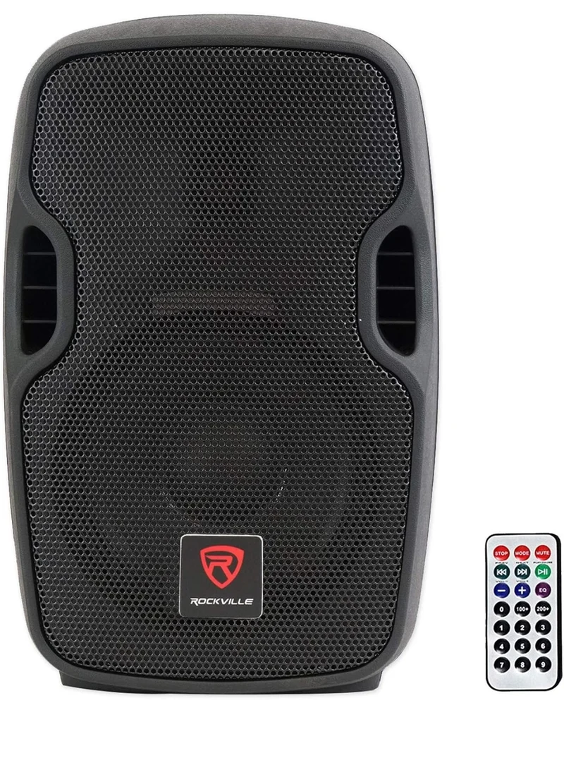 Bundle: (2) Rockville BPA8 8" 300W Speakers w/Bluetooth+ (1) Mackie Mix5 Mixer+ (2) RCXMB20B 20' XLR-TRS Cables REAN