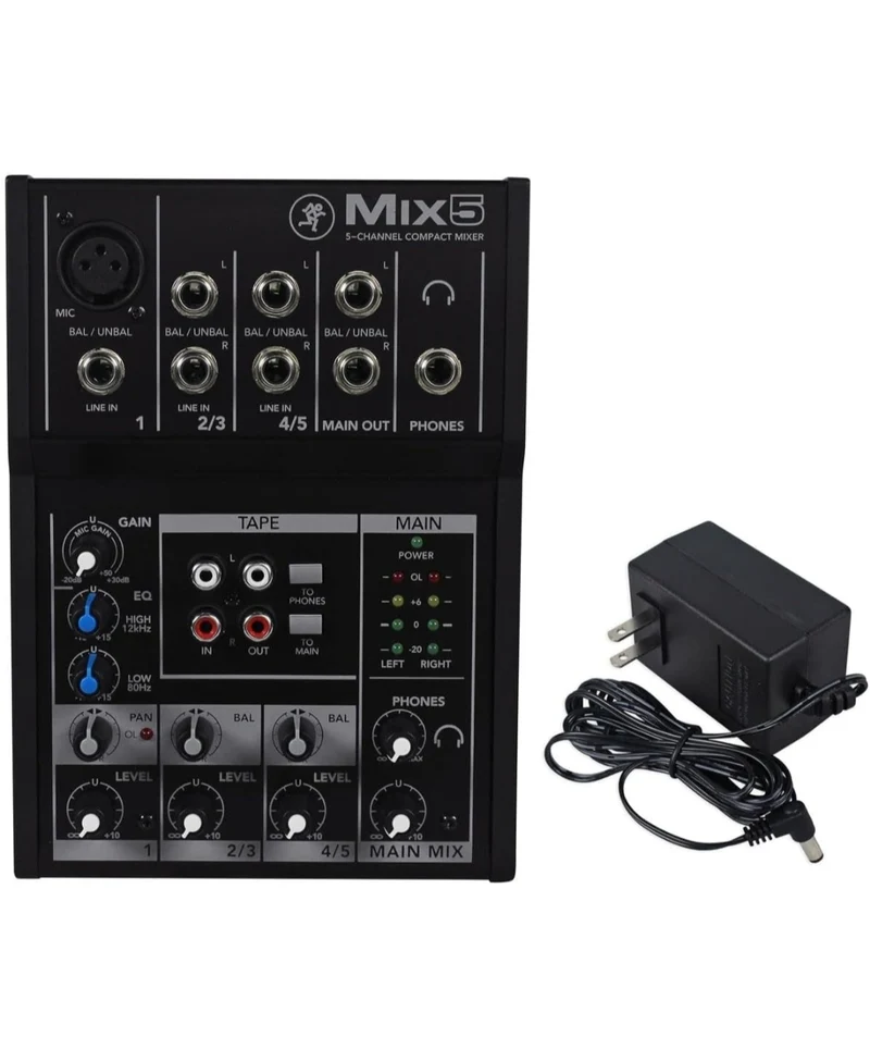 Bundle: (2) Rockville BPA8 8" 300W Speakers w/Bluetooth+ (1) Mackie Mix5 Mixer+ (2) RCXMB20B 20' XLR-TRS Cables REAN