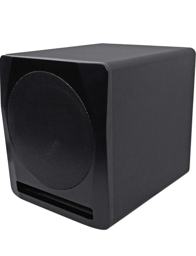 Rockville APM10B Active Studio Subwoofer in Black, 10"", 400W, MDF Wood, RCA/XLR/Optical, Front-Firing Port
