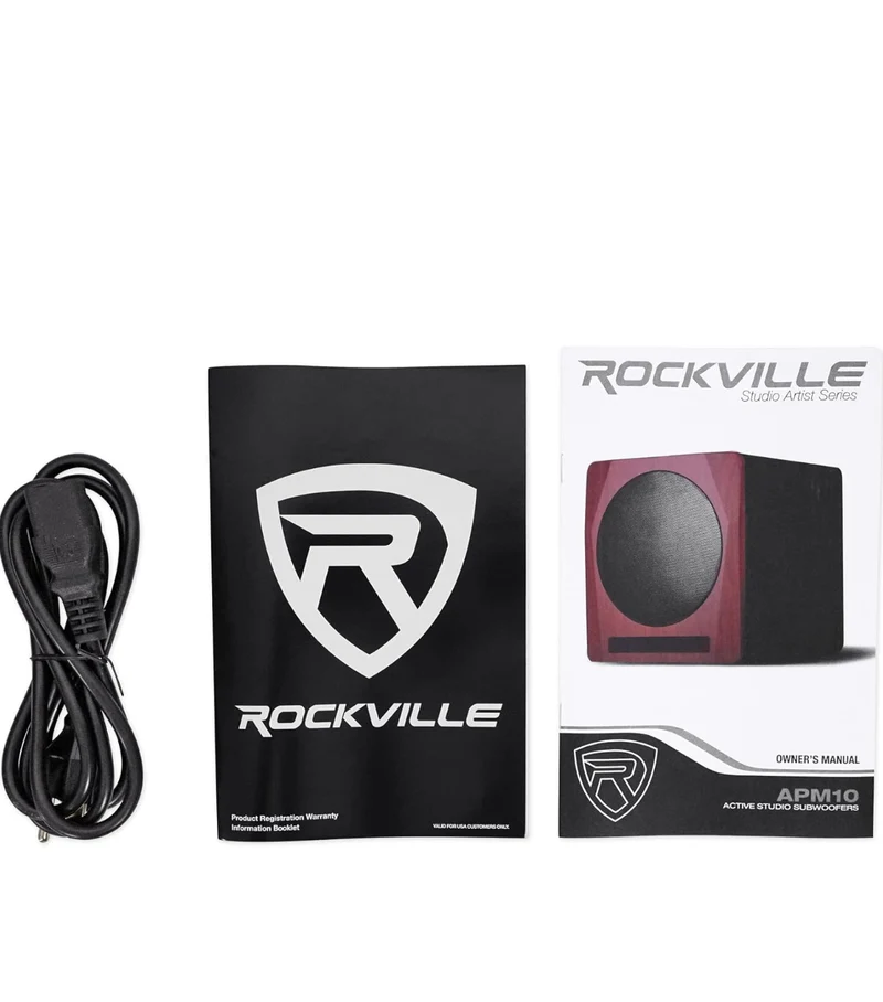 Rockville APM10B Active Studio Subwoofer in Black, 10"", 400W, MDF Wood, RCA/XLR/Optical, Front-Firing Port