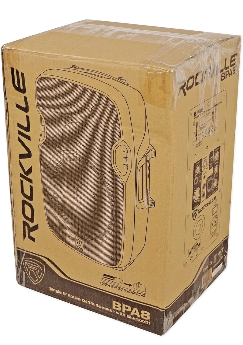 Rockville Pair BPA8 8" Professional Powered Active 300w DJ PA Speaker w Bluetooth Bundle with Rockville Pair TB8 Lightweight Rugged Speaker Bag Carry Case for 8" DJ PA Speakers