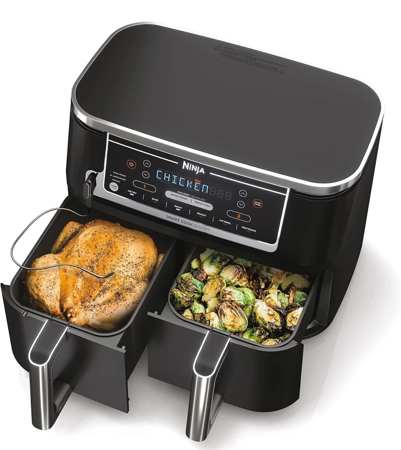 Ninja Air Fryer, Thermometer, Roast, Bake, Air Fry, Crisps, Broil, Reheats, Keep Warm, 6-in-1 - 10 QT