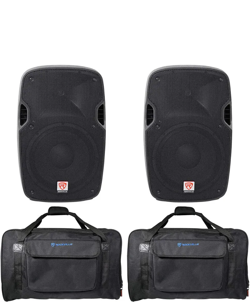 (2) Rockville SPGN128 12" 2400W DJ PA Speakers 8-Ohm+Speaker Bags BUNDLE