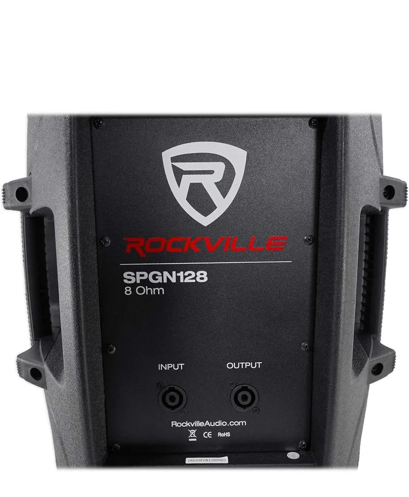(2) Rockville SPGN128 12" 2400W DJ PA Speakers 8-Ohm+Speaker Bags BUNDLE