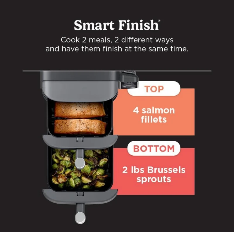 Ninja DoubleStack XL Smart 2-Basket Air Fryer, Smart Cook System, DoubleStack Technology Cook 10 QT, 6-in-1, Smart Finish & Match Cook, Air Fry, Broil, Bake (SL451)