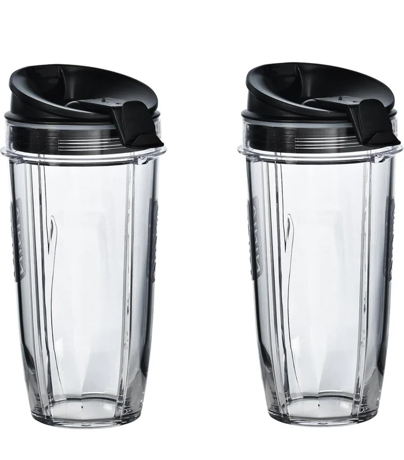 Nutri Ninja 24-Ounce BPA-Free Tritan Cup with Spout Lid, 2-Pack, XSK2424, Compatible with: BL45x/BL48x/BL49x/BL64x/BL68x/BN4xx/BN75x/BN8xx/BR6xx/ SS1xx/SS15x/SS3xx/SS4xx/CB1xx/CB3xx/CB4xx/TB3xx/TB4xx