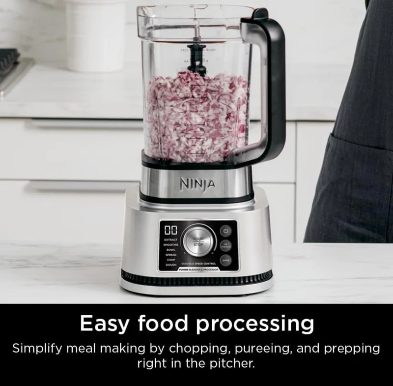 Ninja Blender For Kitchen Food Processor Combo System Smoothie Maker & Nutrient Extractor 6 Functions 72-oz. Pitcher & To-Go Cups - Silver SS351