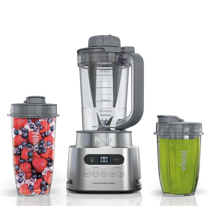 Ninja TWISTi Blender DUO, High-Speed 1600 WP Smoothie Maker & Nutrient Extractor* 5 Functions Smoothie-34-oz. Pitcher & (2) To-Go Cups - Gray