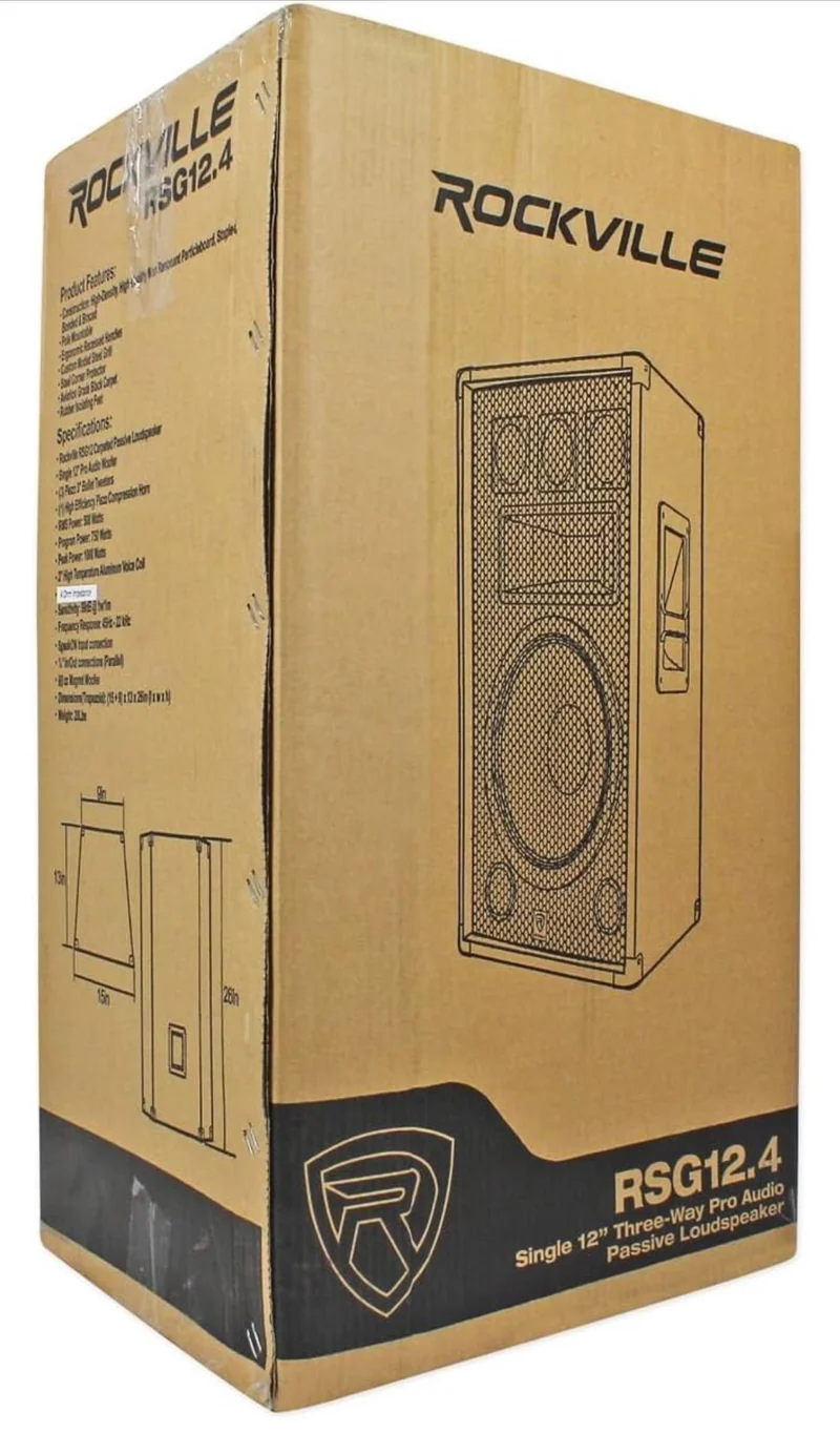 Rockville (2) RSG12.4 12 3-Way 1000 Watt 4-Ohm Passive DJ/Pro Audio PA Speakers