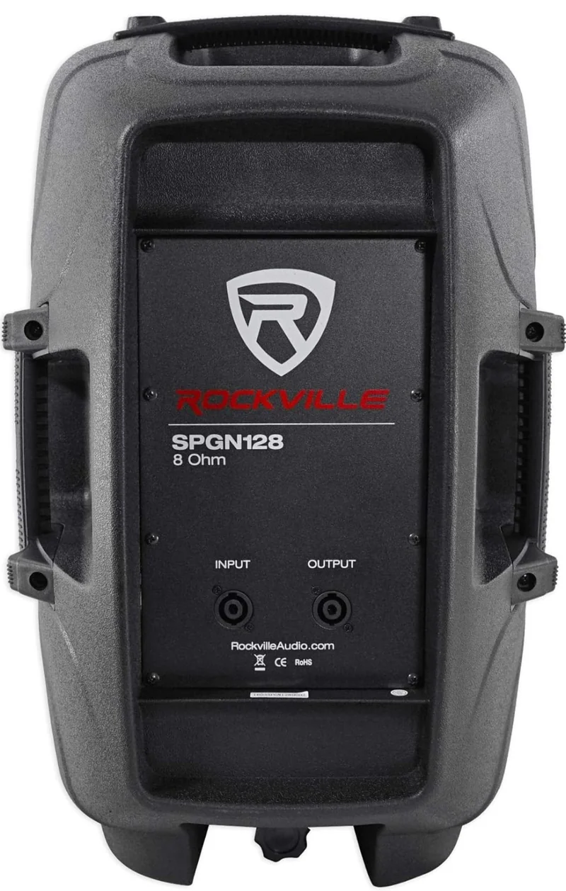 Rockville SPGN128 12 Inches Passive 1200W DJ PA Speaker ABS Lightweight Cabinet 8 Ohm Black